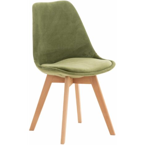 Silla de comedor x1 diseño escandinavo en terciopelo verde claro y patas de madera clara 100002287 (1/5)
