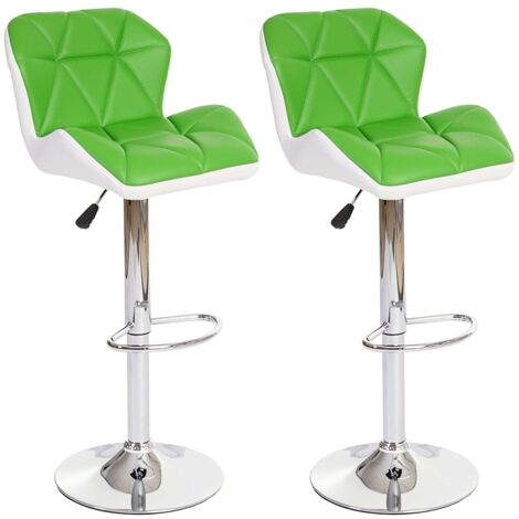 Juego de 2 taburetes de bar con reposapiés sintético verde y blanco TAB04023 (1/3)