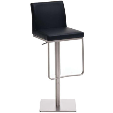 Taburete de bar x1 con reposapiés cuadrado base de acero inoxidable asiento de PVC negro 100005308 (1/5)
