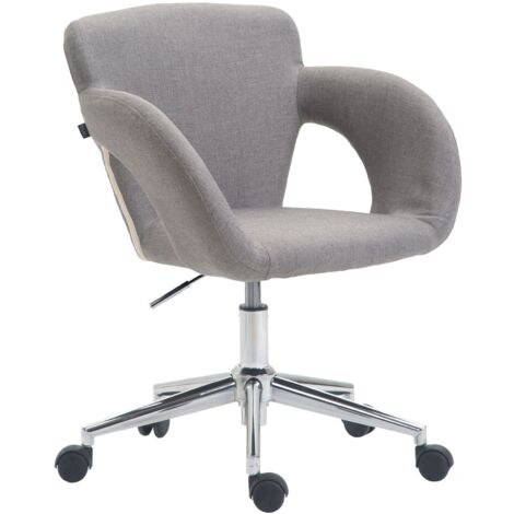 Sillón de oficina con ruedas en tela gris claro, estructura de metal cromado BUR10701 (1/3)