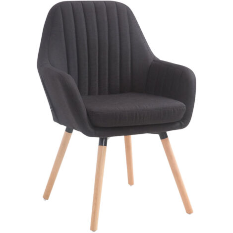 Silla de comedor sillón dormitorio tocador en tela negra base madera clara 100003734 (1/5)