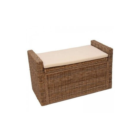 Banco / cómoda de almacenamiento de ratán kubu gris BAN04017