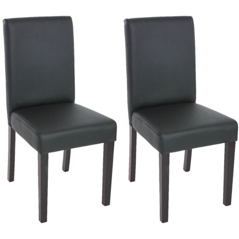 Juego de 2 sillas de comedor sintéticas negro mate con patas oscuras CDS04035 (1/5)