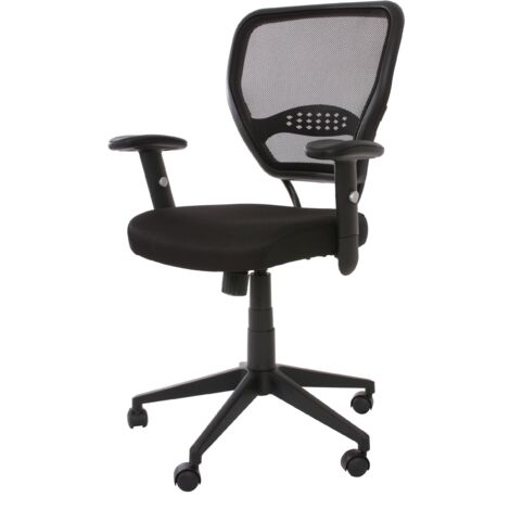 Sillón silla de oficina con ruedas giratorias en tejido de malla negra con reposabrazos 040001910 (1/5)