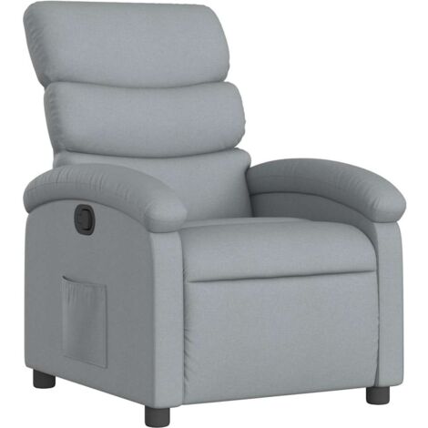 Sillón TV relax cómodo tapizado con función de inclinación manual en tela gris claro DEC027893 (1/5)