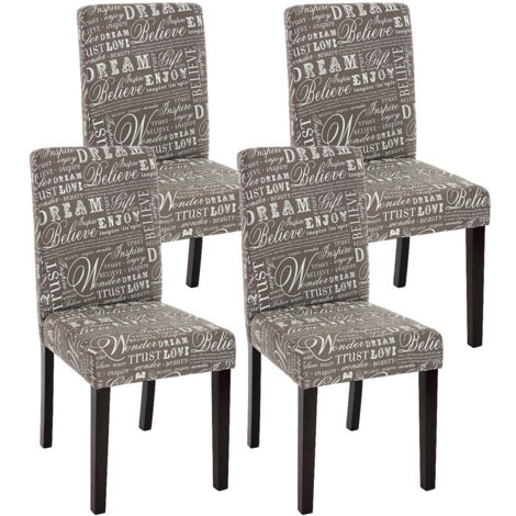 Juego de 4 sillas de comedor en tela estampada gris con patas oscuras CDS04120 (1/4)