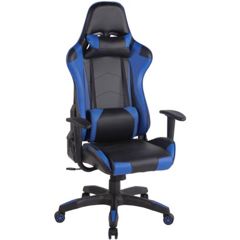 Silla de oficina de diseño deportivo mecanismo basculante cojines de PVC negro / azul 100002550 (1/4)