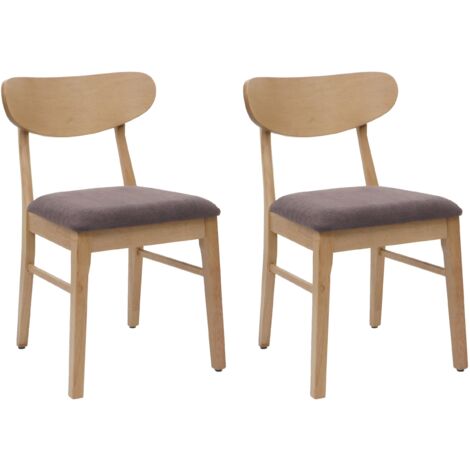 Juego de 2 sillas de cocina comedor con respaldo en tela color topo y estructura de madera 040007382 (1/5)