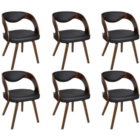 Juego de 6 sillas de cocina comedor de diseño atemporal sintético marrón CDS022590 (1/5)