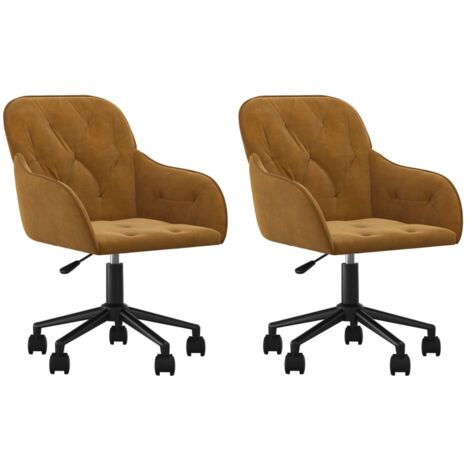Juego de 2 sillas de comedor con ruedas asiento giratorio regulable en altura en terciopelo marrón DEC025277 (1/5)