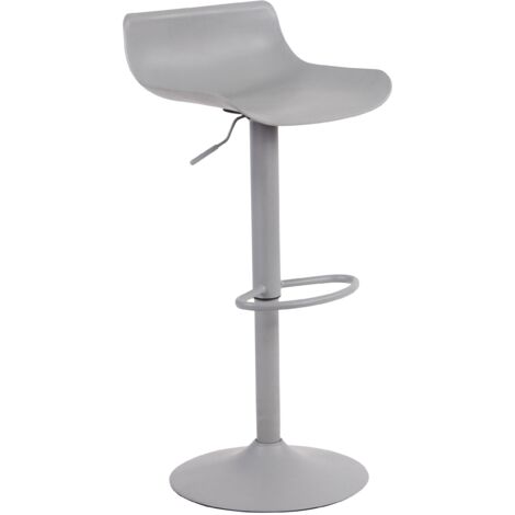 Taburete de bar x1 con reposapiés regulable en altura diseño moderno en plástico gris y metal gris 100004535 (1/5)