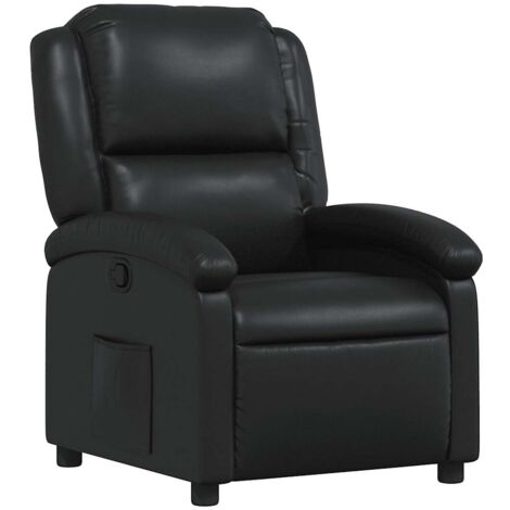 Sillón TV relax cómodo tapizado con función de inclinación manual en PVC negro DEC028080 (1/5)