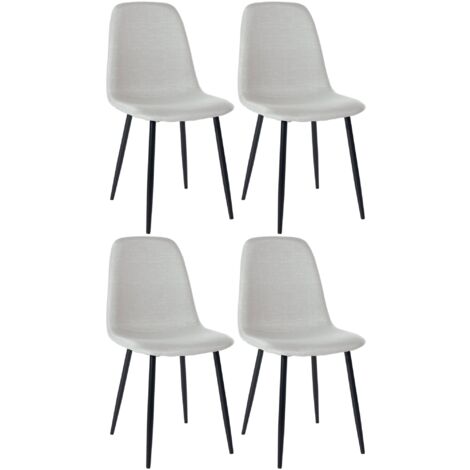 Juego de 4 sillas de comedor de diseño sencillo con patas de metal negro, asiento de tela color crema 100001835 (1/5)