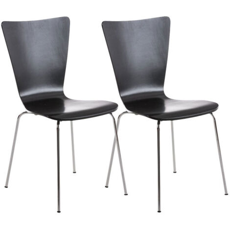 Juego de 2 sillas de cocina comedor apilables en madera negra y estructura estable con cuatro patas de metal 100003082 (1/5)