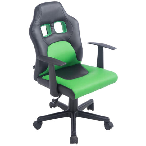 Silla de oficina para niños en sintético verde, regulable en altura BUR10181 (1/4)