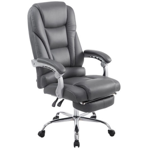 Silla de oficina ergonómica con reposapiés extensible sintético gris BUR10168 (1/4)