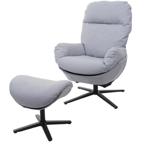 Sillón TV relax con función mecedora y asiento giratorio con reposapiés en tejido gris claro 040006264 (1/5)