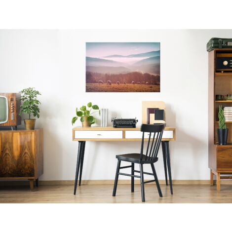 Cuadro decorativo en lienzo con impresión premium de 1 parte sobre marco de madera Motivo de rebaño de ovejas 90x60 cm 110018111 (1/3)