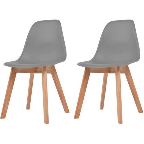 Juego de 2 sillas de cocina comedor de plástico gris con patas de madera DEC025531 (1/5)