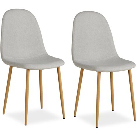 Juego de 2 cómodas y modernas sillas de cocina comedor en tela gris, patas de metal imitación madera CDS06104 (1/5)