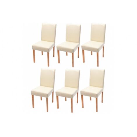 Juego de 6 sillas de comedor sintéticas color crema con patas claras CDS04241 (1/3)