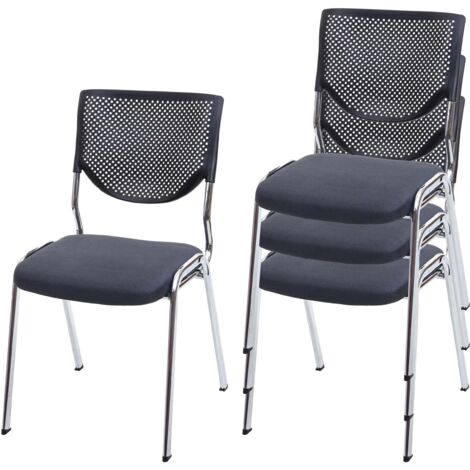 Juego de 4 sillas de oficina sin ruedas, sillas apilables para conferencias y reuniones en tejido de malla gris 040000549 (1/5)