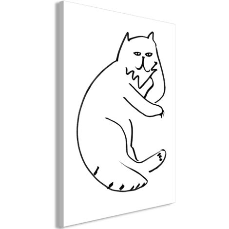 Cuadro decorativo en lienzo con impresión premium en 1 parte sobre marco de madera Patrón de gato relajante 40x60 cm 110014685 (1/3)