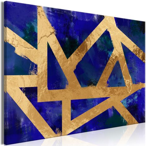 Cuadro decorativo en lienzo con impresión premium de 1 parte sobre marco de madera Patrón de geometría dorada 120x80 cm 110013617 (1/3)