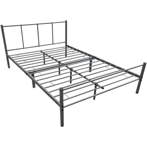 Cama metálica para adultos con láminas metálicas estructura de acero gris 120 x 200 cm 030004918 (1/5)
