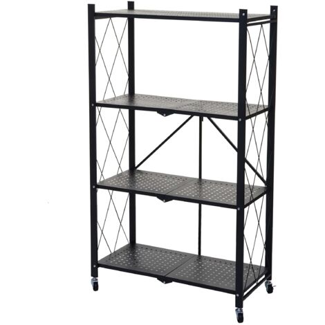 Estante hwc-j85 estante independiente plegable/estante plegable para salón acero negro 4 niveles x 040006781 (1/5)
