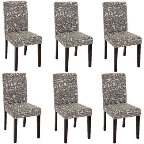 Juego de 6 sillas de comedor en tela estampada gris con patas oscuras CDS04220 (1/4)