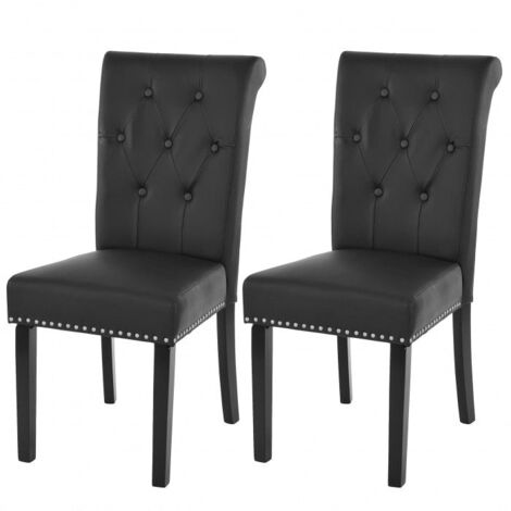 Juego de 2 sillas de comedor de diseño negras con patas oscuras CDS04010 (1/5)