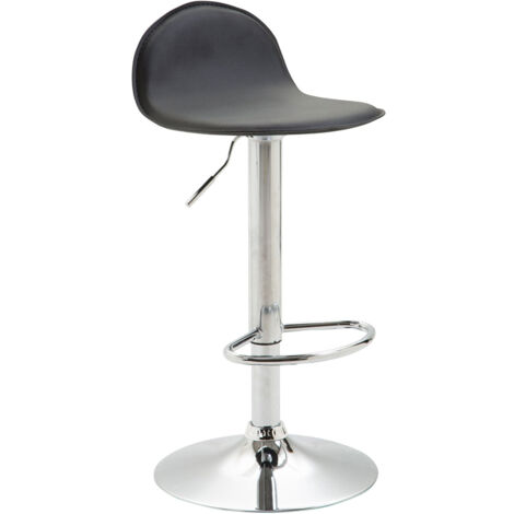 Taburete de bar de diseño moderno con reposapiés material sintético negro y metal cromado 100001018 (1/4)