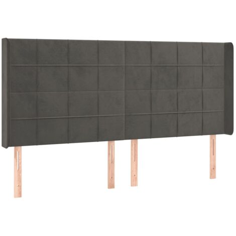 Cabecero complemento de dormitorio mueble con barandilla 203 x 16 x 118/128 cm tejido terciopelo gris oscuro TDL0204945 (1/5)