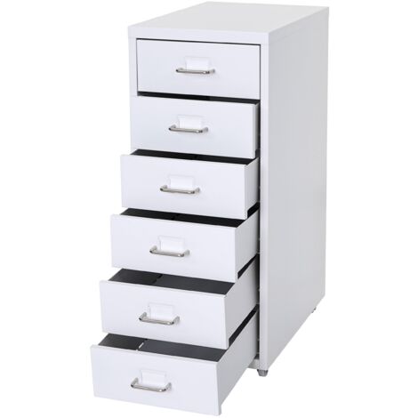 Cajonera de oficina con ruedas 69x28x41cm 6 cajones en acero blanco 040004357