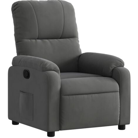 Sillón TV relax cómodo tapizado función de inclinación manual en tejido microfibra gris DEC027961 (1/5)