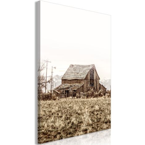 Cuadro decorativo en lienzo con impresión premium de 1 parte sobre marco de madera Motivo Rancho abandonado 60x90 cm 110018339 (1/3)