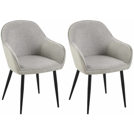 Juego de 2 sillas de comedor modernas y confortables en tela gris y patas de metal negro 100001601 (1/5)
