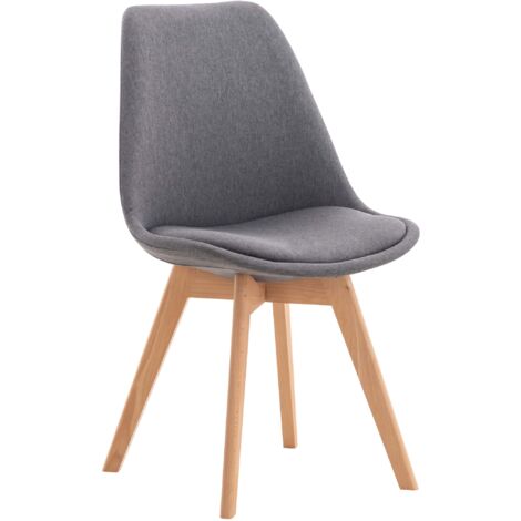 Silla de comedor x1 diseño escandinavo en tela gris y patas de madera clara 100002295 (1/5)