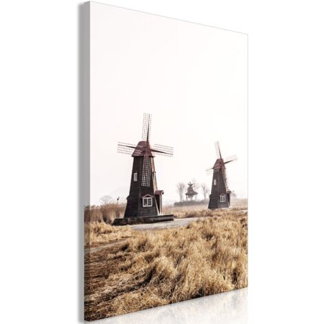 Cuadro decorativo en lienzo con impresión premium de 1 parte sobre marco de madera Patrón de molino de viento de madera 20x30 cm 110018333 (1/3)