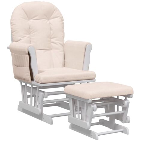 Sillón relax mecedora lactancia con reposapiés tela rosa claro DEC028748 (1/5)