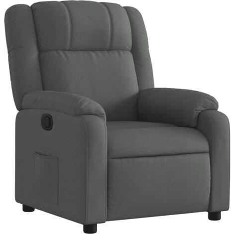 Sillón TV relax cómodo tapizado función reclinable manual en tela gris oscuro DEC027931 (1/5)