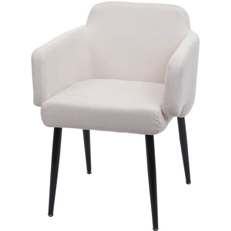Silla de comedor tapizada con reposabrazos de tela/textil metal blanco crema 040006340 (1/5)