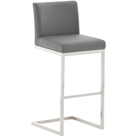 Taburete de bar x1 diseño moderno soporte de acero inoxidable asiento de PVC gris 100005320 (1/5)