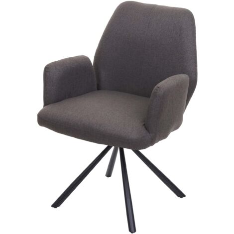 Silla de comedor sillón de oficina en tela gris-marrón acero diseño retro y moderno giratorio 040002276 (1/5)
