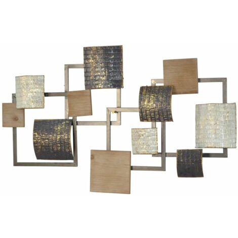Decoración de pared en metal diferentes formas cuadradas crema gris negro dorado para colgar 90x5x52cm DEC05117 (1/2)