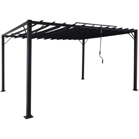 Pérgola de láminas pabellón de jardín toldo para terraza 8 cm estructura de aluminio tela/textil 3 x 4 m antracita 040008119