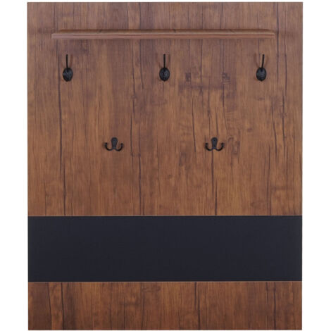 Espejo Con Perchero BDW | Mueble Recibidor Antracita Roble | 6 Ganchos Y Estantes | 15x100x81.5 Cm