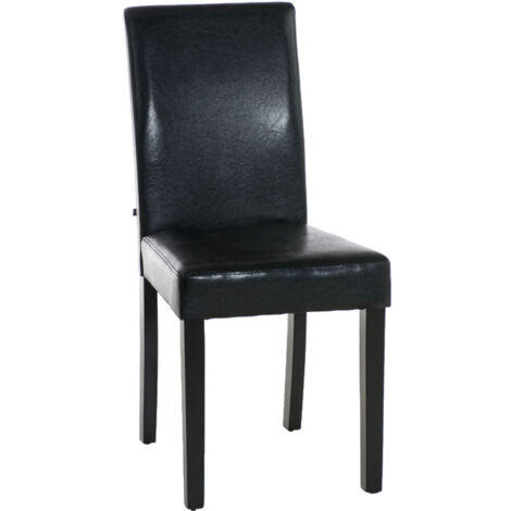 Silla de comedor x1 diseño moderno en PVC negro y patas de madera negra 100002025 (1/2)