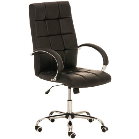 Sillón de oficina con ruedas en cuero artificial negro BUR10009 (1/4)